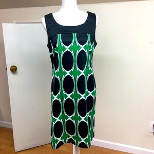 Sleeveless Blue & Green Lined Artsy Dress size 12